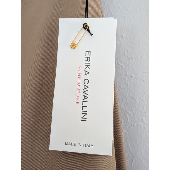 NWT Erika Cavallini Asymmetrical Skirt Women’s IT 44 US 8 Tan Italian Made Midi - Picture 3 of 8